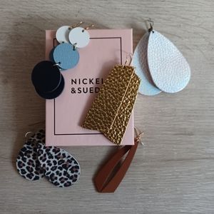 5 Pairs of Nickel & Suede Leather earrings